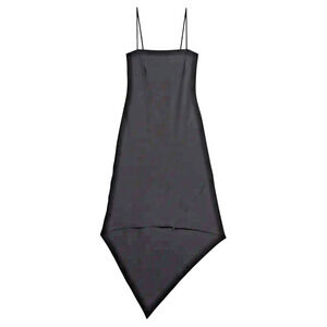 Helmut Lang Asymmetric Hem Wool Dress Size 2 Black Designer NWT